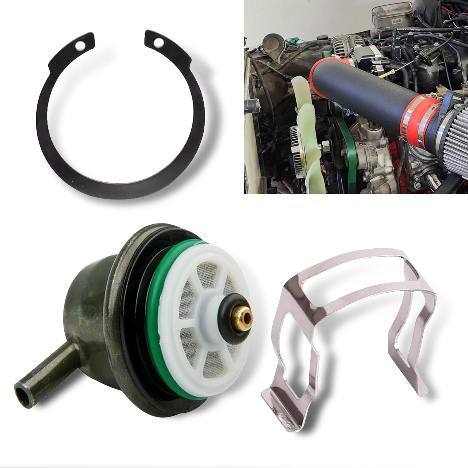 JawGrew 1 PC Car Fuel Pressure Regulator Kit, Fuel Pressure Sensor with Clip Snap Ring Injection Adjustment Service Valve Damper